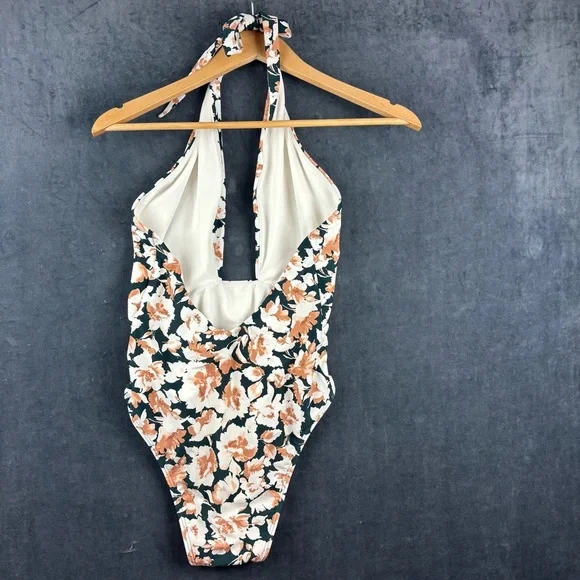 Abercrombie & Fitch Floral cross front One Piece Swimsuit - Black and Cream Sz M - Picture 5 of 11